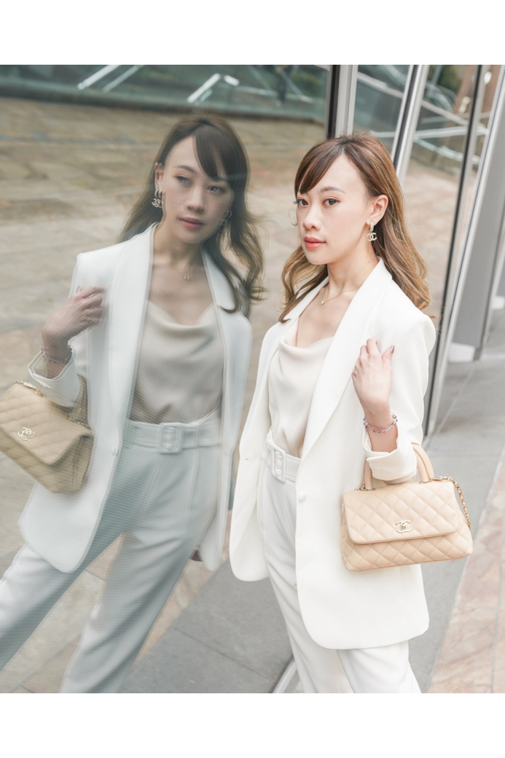 HESTIA’S premium shawl lapel blazer (White)