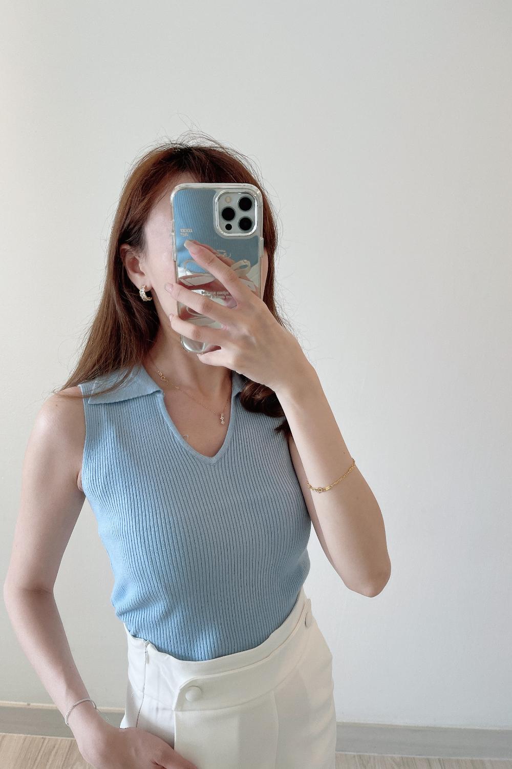 Thai knit polo top (3 colors)