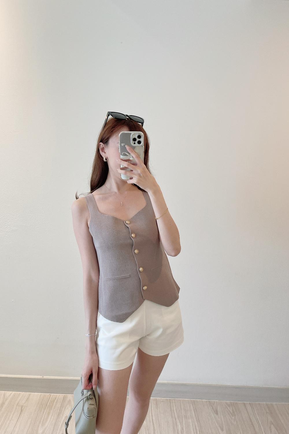 Thai fine knit round collar vest (2 colors)