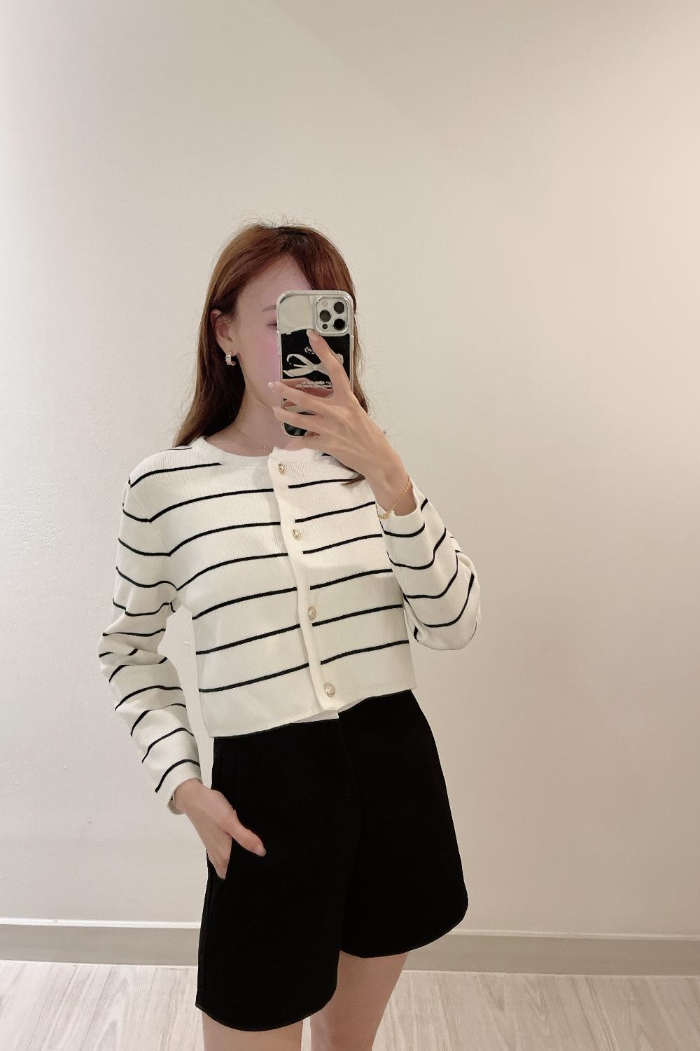 Thai fine knit stripe cardi (2 colours)