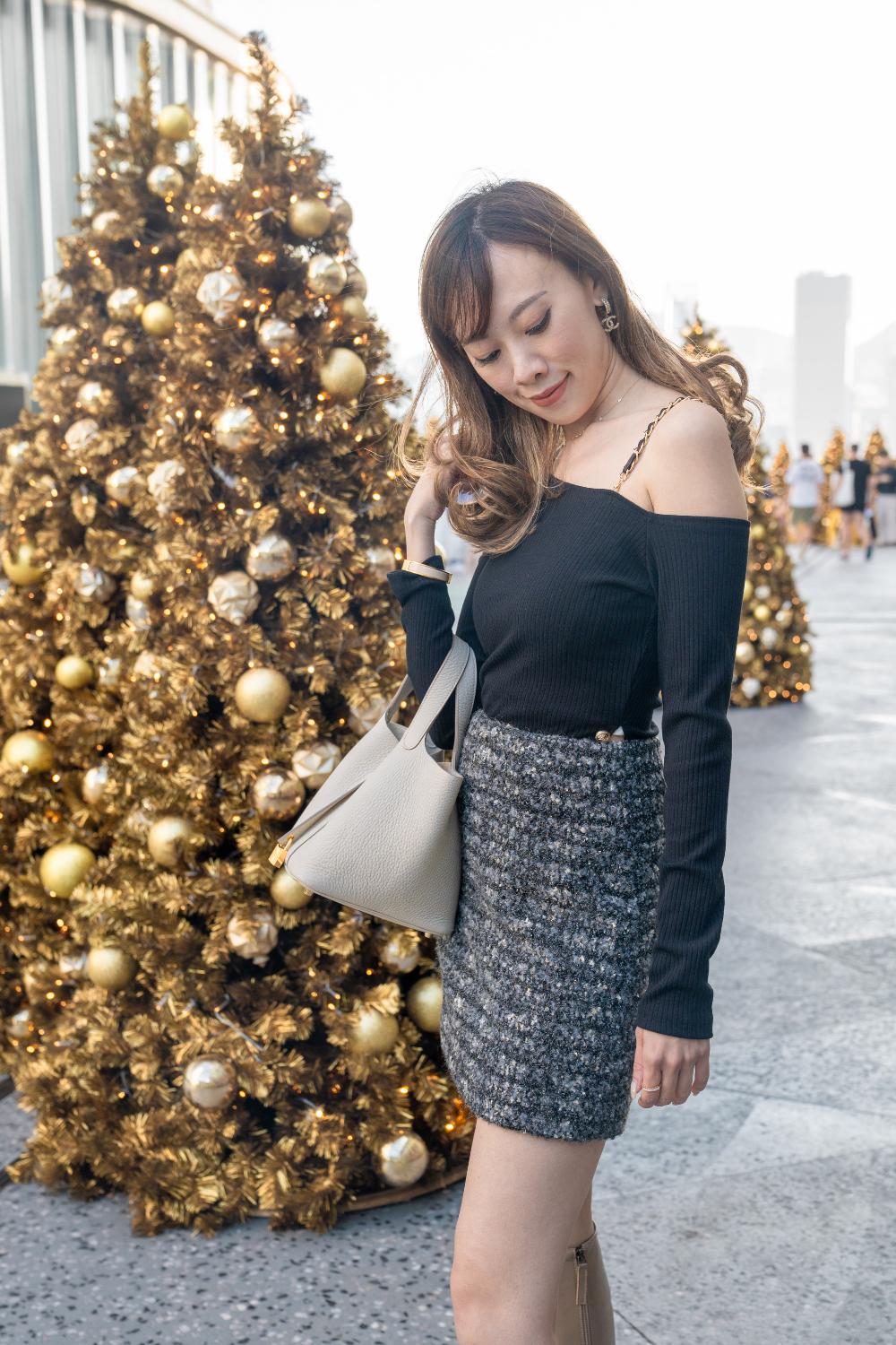 HESTIA'S grey tone gold sprinkle skirt