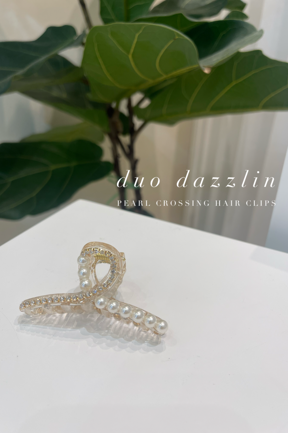 Duo dazzlin pearl crossing hair clips