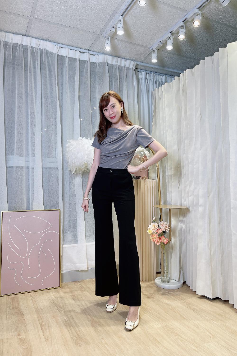 Super tall elastic flare suit pants (Black)